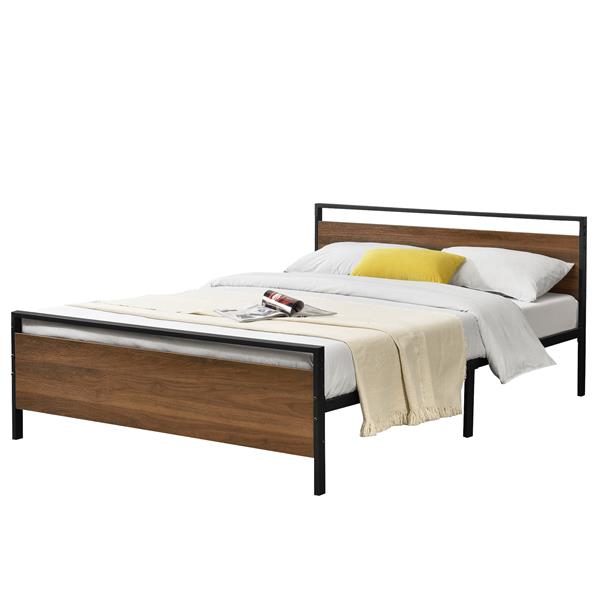 Grote foto metalen bed finse bedframe zwart en walnootkleurig 140x200 huis en inrichting bedden