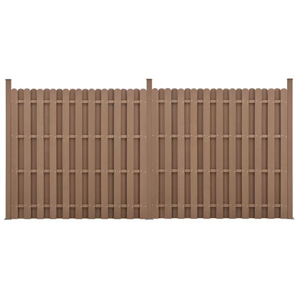 Grote foto wpc schuttingpaneel 11 planken met palen 185x376 cm bruin tuin en terras hekken en schuttingen