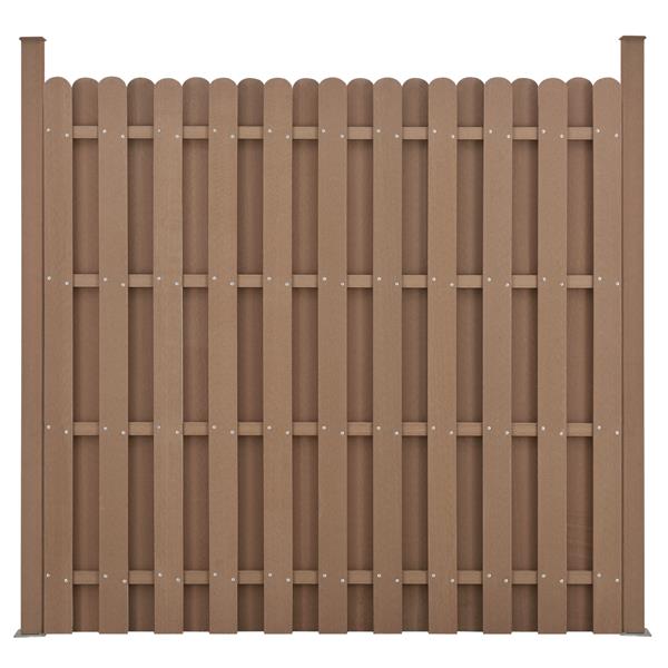 Grote foto wpc schuttingpaneel 11 planken met palen 185x376 cm bruin tuin en terras hekken en schuttingen