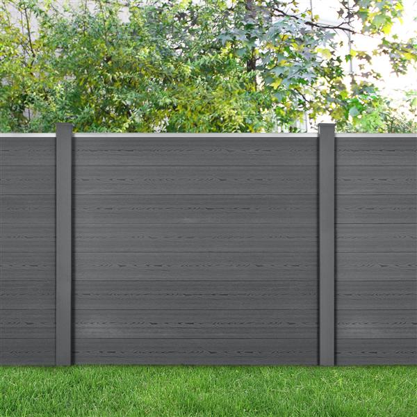 Grote foto hkc schuttingpaneel met palen grijs 165x314 cm tuin en terras hekken en schuttingen
