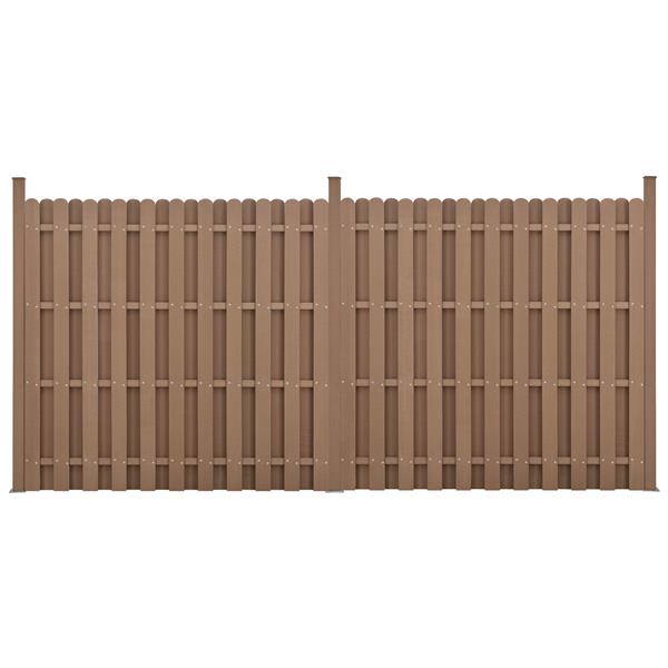 Grote foto wpc schuttingpaneel 11 planken met palen 185x376 cm bruin tuin en terras hekken en schuttingen