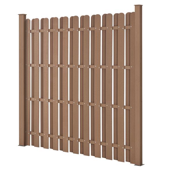 Grote foto wpc schuttingpaneel 11 planken met palen 185x376 cm bruin tuin en terras hekken en schuttingen