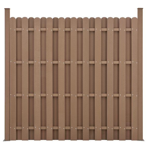 Grote foto wpc schuttingpaneel 11 planken met palen 185x376 cm bruin tuin en terras hekken en schuttingen