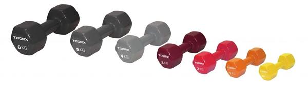 Grote foto toorx fitness vinyl dumbbell per stuk 4 kg lichtgrijs sport en fitness fitness