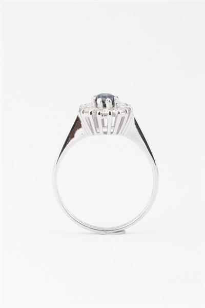Grote foto wit gouden entourage ring met saffier en briljanten sieraden tassen en uiterlijk ringen voor haar
