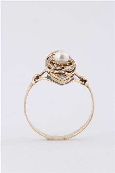 Grote foto gouden markies ring met een cultiv parel en diamanten sieraden tassen en uiterlijk ringen voor haar