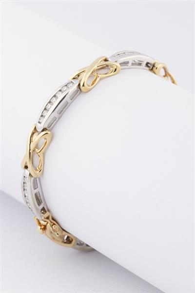 Grote foto wit geel gouden schakelarmband met briljanten kleding dames sieraden