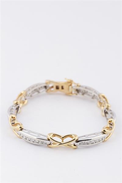 Grote foto wit geel gouden schakelarmband met briljanten kleding dames sieraden