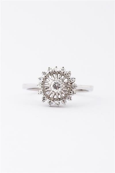 Grote foto wit gouden entourage ring met briljant en diamanten kleding dames sieraden