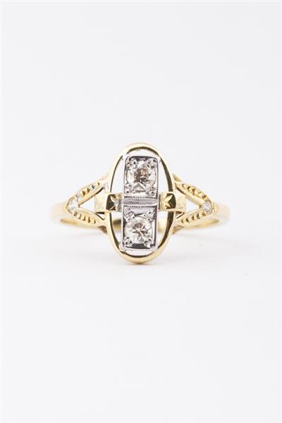 Grote foto gouden art nouveau ring met briljanten en diamanten kleding dames sieraden