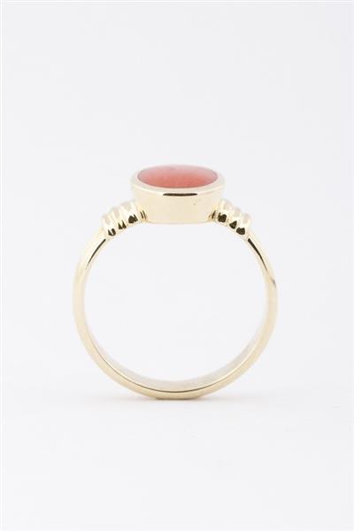 Grote foto gouden ring met bloedkoraal kleding dames sieraden