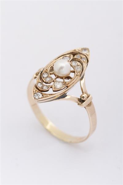 Grote foto gouden markies ring met een cultiv parel en diamanten kleding dames sieraden