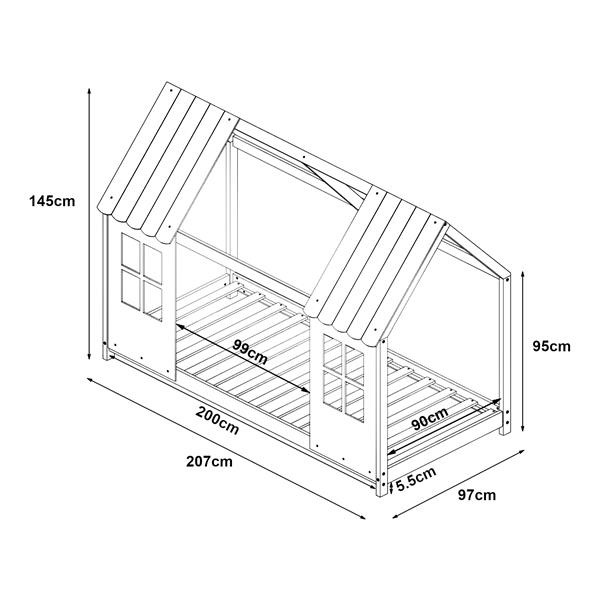 Grote foto en.casa kinderbed tostedt huisbed grenen wit 90x200 cm huis en inrichting overige