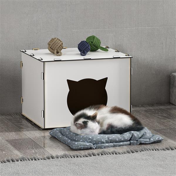 Grote foto en.casa kattenhuis elba 30x40x35 cm wit dieren en toebehoren toebehoren