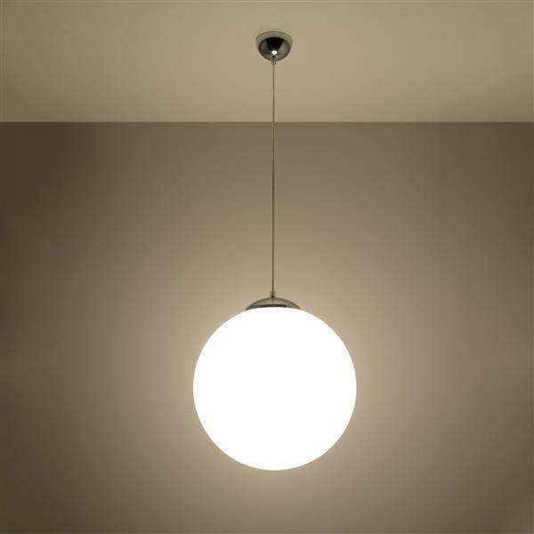 Grote foto plafondlamp ugo 40 chroom wit glas 1x e27 40x40x130cm ip20 230v ac huis en inrichting overige