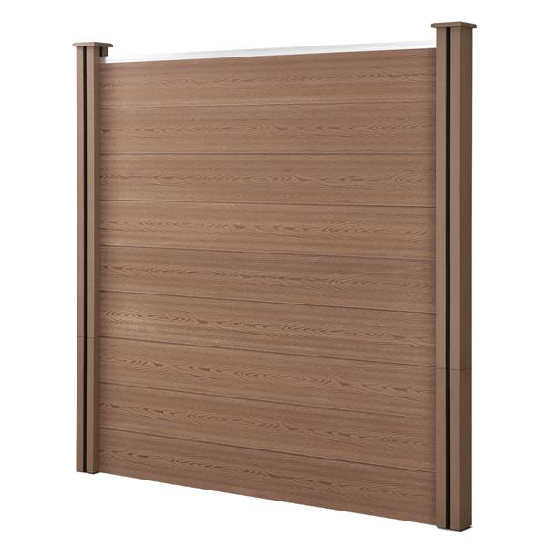 Grote foto hkc schuttingpaneel met 4 palen 183x357 cm bruin tuin en terras hekken en schuttingen