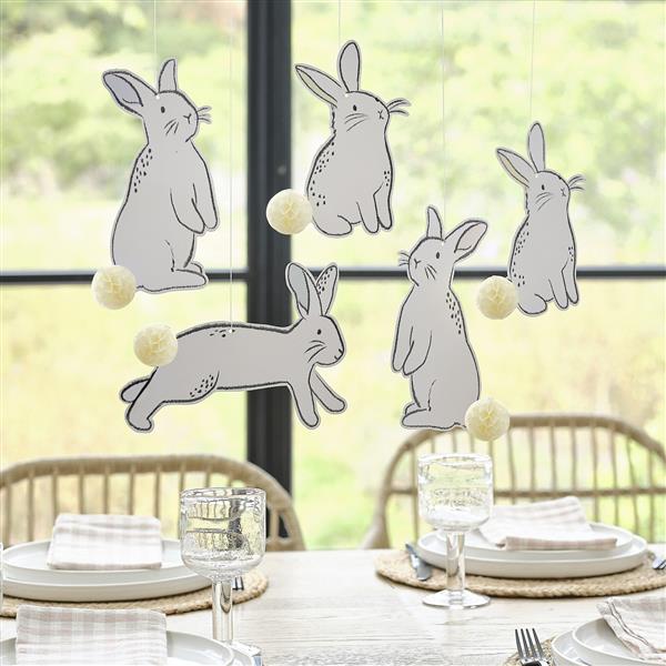 Grote foto pasen hangdecoratie konijn 5st verzamelen overige verzamelingen