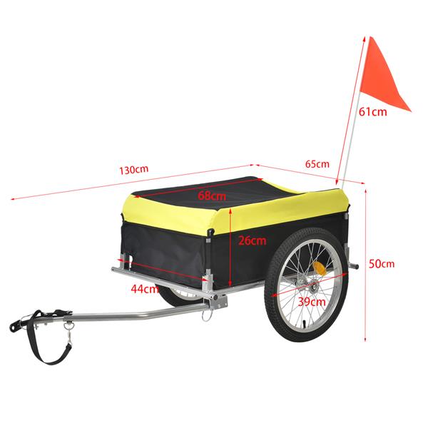 Grote foto fiets aanhangwagen fietskar 130x65x50 cm geel en zwart motoren overige accessoires