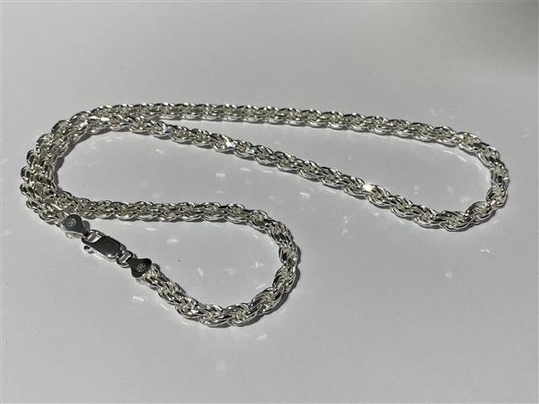 Grote foto zilveren rope ketting 65 cm 5 mm breed sieraden tassen en uiterlijk kettingen