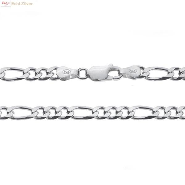 Grote foto zilveren figaro ketting 60 cm 5 mm breed sieraden tassen en uiterlijk kettingen