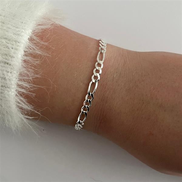 Grote foto zilveren figaro schakel armband 5 mm sieraden tassen en uiterlijk armbanden voor haar