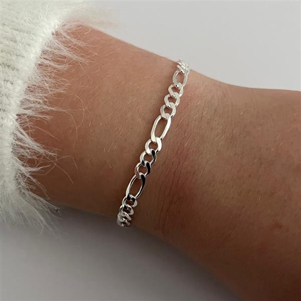 Grote foto zilveren figaro schakel armband 5 mm sieraden tassen en uiterlijk armbanden voor haar