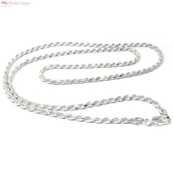 Grote foto zilveren rope ketting 45 cm 3 mm sieraden tassen en uiterlijk kettingen