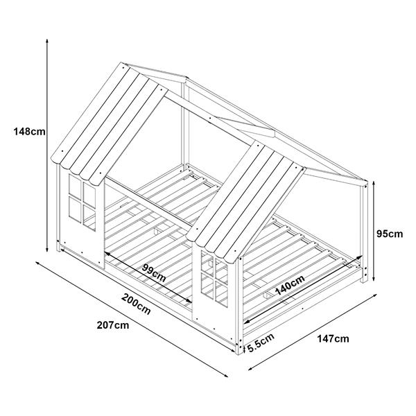 Grote foto en.casa kinderbed tostedt huisbed grenen wit 140x200 cm huis en inrichting overige