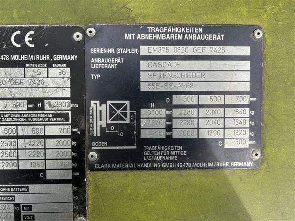 Grote foto vs 21599 triplex elektrische heftruck clark 2.5 ton sideshift agrarisch heftrucks