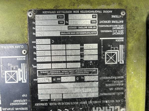 Grote foto vs 21599 triplex elektrische heftruck clark 2.5 ton sideshift agrarisch heftrucks