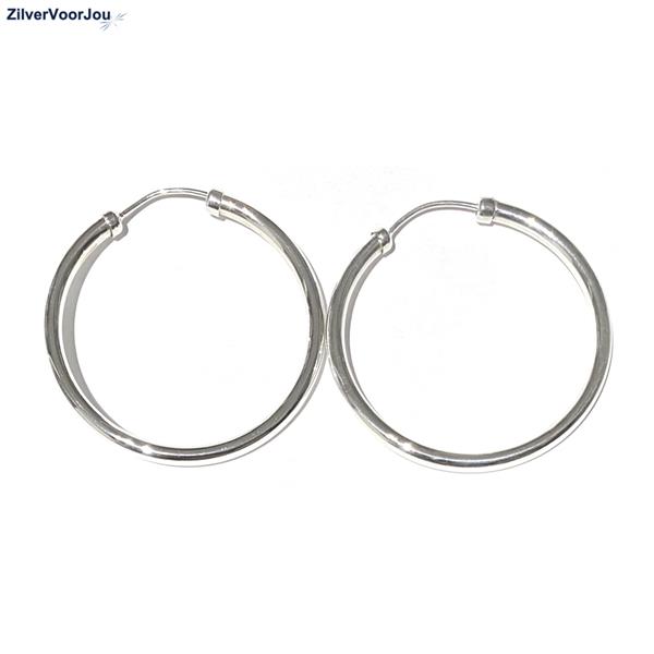 Grote foto zilveren oorringen diameter 40 mm en 3 mm ronde buis sieraden tassen en uiterlijk oorbellen