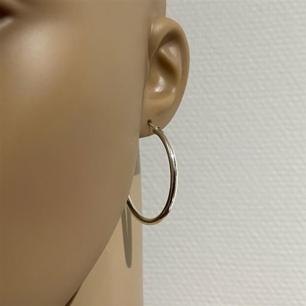 Grote foto zilveren oorringen diameter 40 mm en 3 mm ronde buis sieraden tassen en uiterlijk oorbellen