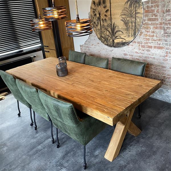 Grote foto eettafel gerecycled oud teak 220cm huis en inrichting eettafels