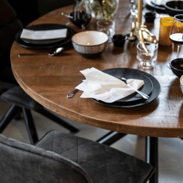 Grote foto eettafel rond met kruispoot 150 cm huis en inrichting eettafels