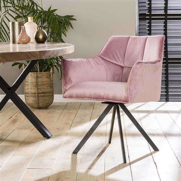 Grote foto velvet eetkamerstoel raster draaibaar roze huis en inrichting stoelen