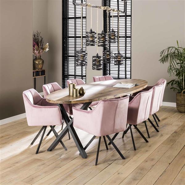Grote foto velvet eetkamerstoel raster draaibaar roze huis en inrichting stoelen