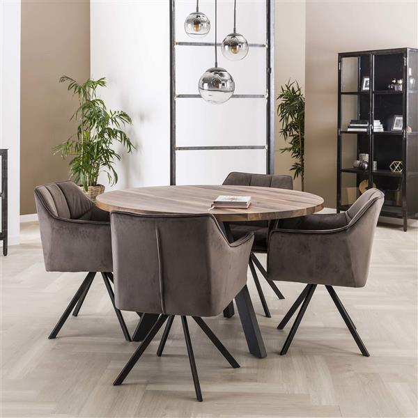 Grote foto velvet eetkamerstoel raster draaibaar antraciet huis en inrichting stoelen