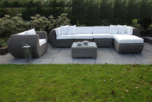 Grote foto loungeset curved rondwicker grijs gratis levering tuin en terras tuinmeubelen