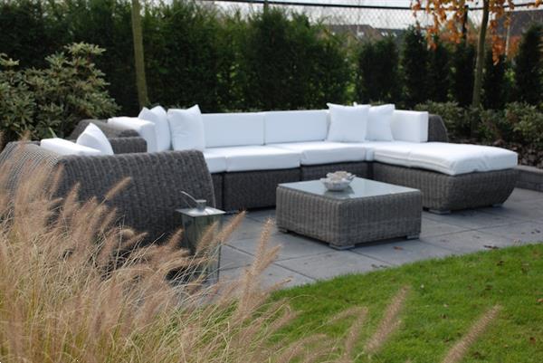 Grote foto loungeset curved rondwicker grijs gratis levering tuin en terras tuinmeubelen