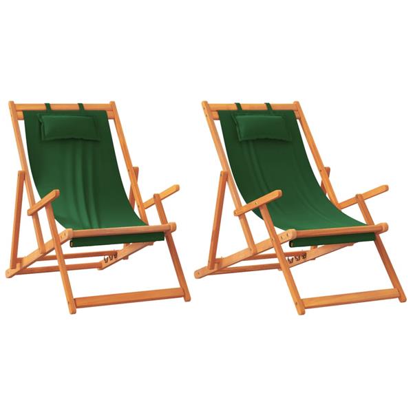Grote foto vidaxl strandstoelen 2 st inklapbaar stof groen tuin en terras tuinmeubelen