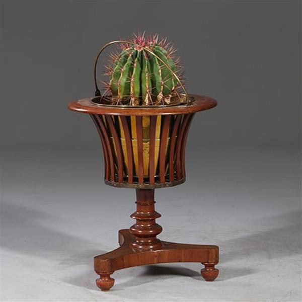 Grote foto theestoof biedermeier rond met gespaakte bak ca 1835 mahonie met palm no.932850 antiek en kunst stoelen en banken