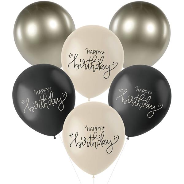 Grote foto happy birthday ballonnen zwart 33cm 6st verzamelen overige verzamelingen
