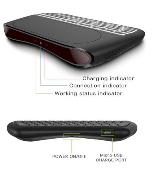 Grote foto elementkeyboard kb1 wireless toetsenbord met touchpad led backlight keyboard voor o.a. smart t computers en software overige computers en software