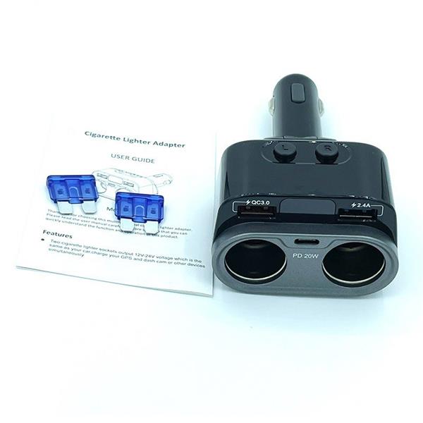 Grote foto drphone car10 multi autolader 150w sigarettenaansteker qc3.0 2.4a 2 sockets met type c pd 20 telecommunicatie opladers en autoladers