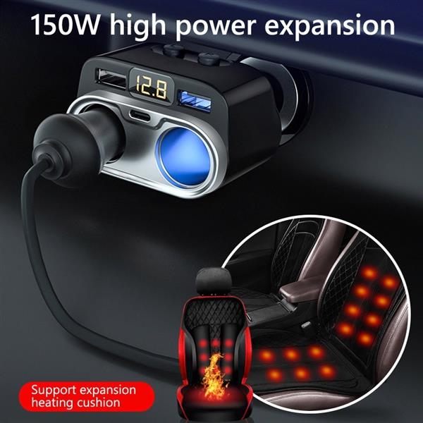 Grote foto drphone car10 multi autolader 150w sigarettenaansteker qc3.0 2.4a 2 sockets met type c pd 20 telecommunicatie opladers en autoladers