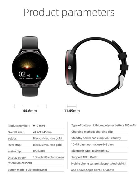 Grote foto drphone m10 warp series ips full touch screen smartwatch waterdicht mannen en vrouwen horloge kleding dames horloges