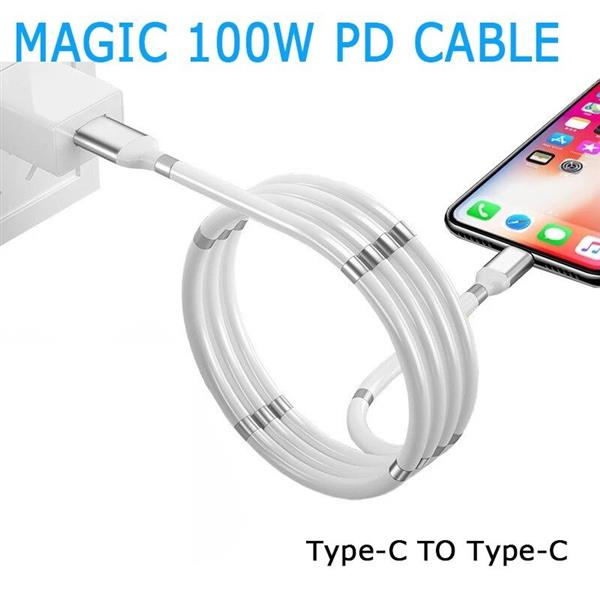 Grote foto drphone mag 3a kabel magnetisch oprolsysteem geschikt voor usb c naar usb c 1 meter oplaad k telecommunicatie opladers en autoladers