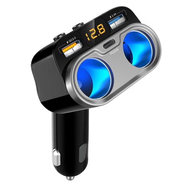 Grote foto drphone car10 multi autolader 150w sigarettenaansteker qc3.0 2.4a 2 sockets met type c pd 20 telecommunicatie opladers en autoladers