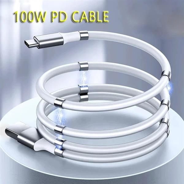 Grote foto drphone mag 3a kabel magnetisch oprolsysteem geschikt voor usb c naar usb c 1 meter oplaad k telecommunicatie opladers en autoladers