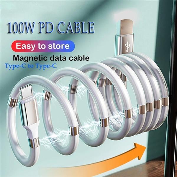 Grote foto drphone mag 3a kabel magnetisch oprolsysteem geschikt voor usb c naar usb c 1 meter oplaad k telecommunicatie opladers en autoladers